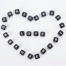 26/52/78入組12mm方形矽膠字母珠,diy女性珠寶製作工藝用品,非常適合製作媽媽手環,名字或任何字符的項鍊 - 彩色 - 查看 8