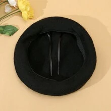 1 Miếng Đúng mốt Cổ điển Len Ấm áp Thời gian rảnh rỗi Mũ nồi - màu đen - Xem 2
