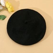 1 Miếng Đúng mốt Cổ điển Len Ấm áp Thời gian rảnh rỗi Mũ nồi - màu đen - Xem 3