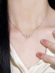 1 Miếng Đúng mốt Hình Học Ngôi sao Vòng cổ mặt dây chuyền Thích hợp Đối với Của phụ nữ Mặc hàng ngày - Bạc - Xem 2