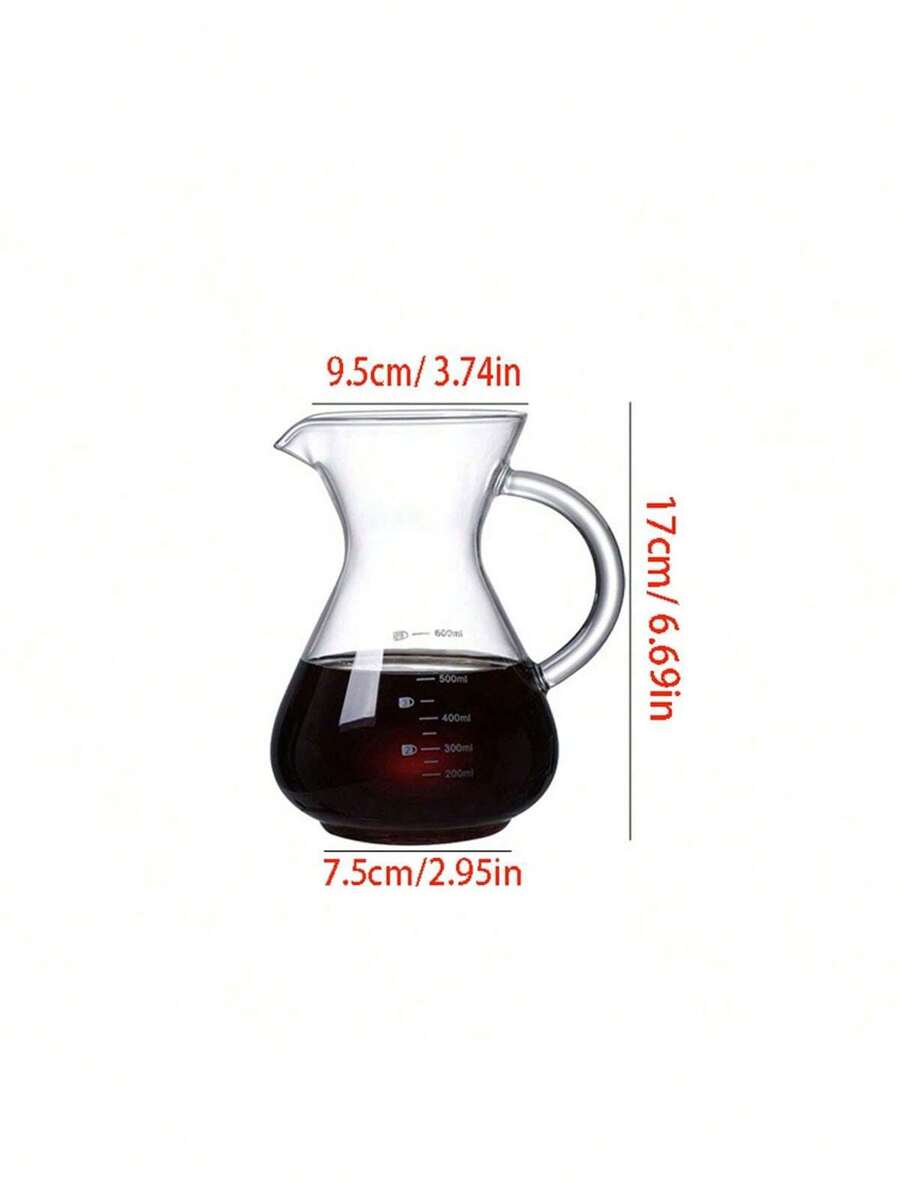 1pc Glass Coffee Pot With Scale Markings, Share Pot, DripStyle And