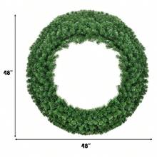 48 Inch Pre-Lit Cordless Artificial Christmas Wreath - Green - View 4