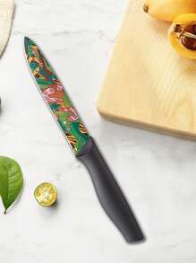 Marco Almond MA69 12-Piece Kitchen Knives Set, Colorful And Fashionable Coated Stainless Steel Knives With Black Blade Guards, 6 Knives With 6 Knives Sheath