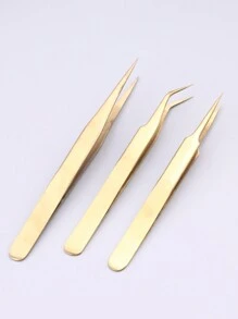 3pcs Precision Tweezers Set Anti-Static Stainless Steel Tweezers Repair Tools for Electronics Repair Soldering Craft Tools - Gold - View 3