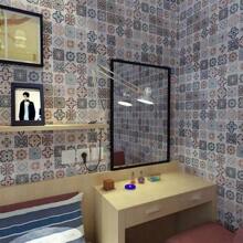 Thicken Bohemian Pattern Wallpaper Peel and Stick Blue Pink Black Grey Matte Mexican Moroccan Self-adhesive Contact Paper Vinyl Wrap Colorful Wall Tile Sticker for Kitchen Island Countertops Walls Decor