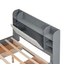 MERAX Wood Queen Size Platform Bed With Storage Headboard, Shelves And 4 Drawers - 灰色的 - 查看 11