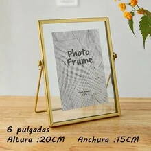 Marco de fotos de metal, decoración del hogar marco de fotos decorativo - Dorado - Ver 8