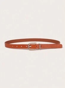 Simple Ladies' Belt, Brown - Brown - View 2