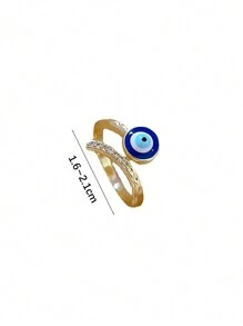 1 pieza Anillo abierto con ojo maligno brillante para estilo personal