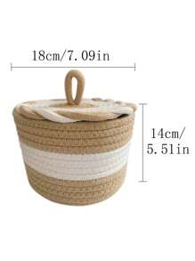 1pc Hand-woven Colorful Rope Covered Dust-proof Desktop Storage Jar With Lid - Multicolor - View 2
