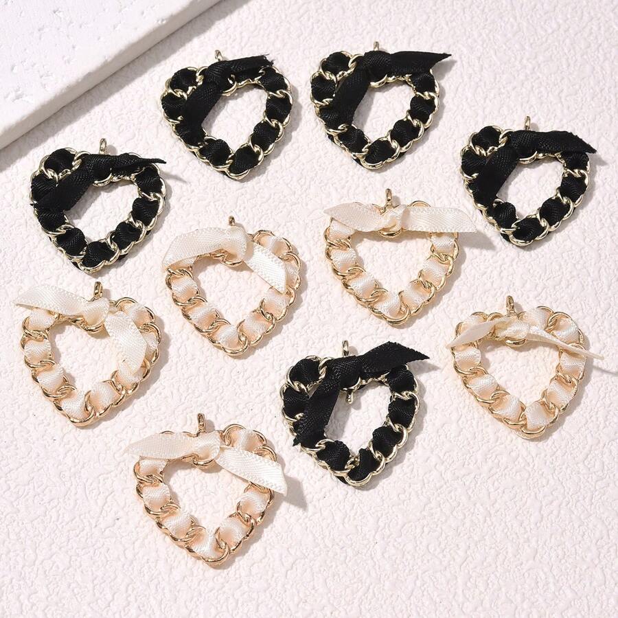 5pcs Cute Sweet New Arrival Alloy Heart Chain Tie Bow Minimalist Women Earring & Necklace DIY Accessories