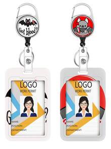 2套縮短旋轉識別證扣帶,易扣帶和身份證夾,適用於學生、醫護人員、辦公室 - 彩色 - 查看 2