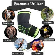 Coderas Deportivas,Ajustable Coderas para Gym,Protector de Brazo para Codera Deportivas,Unisexo,para Tendinitis,Baloncesto,Tenis,Aliviar los Dolor y Prevención de Lesiones - Verde - Ver 3