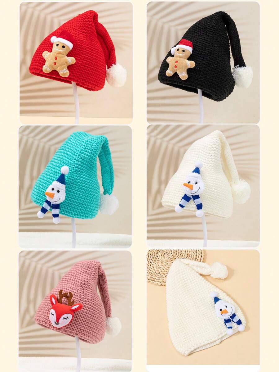 1個中性聖誕雪人娃娃裝飾綠色針織帽,設計可愛,適用於聖誕節或冬季穿搭,並作為兒童節日的溫暖禮物