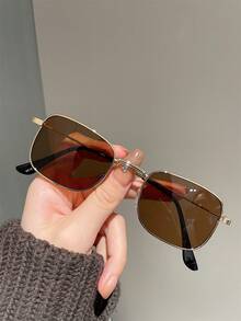 1pc Square-shaped Fashionable Men's Glasses - Gold - View 1