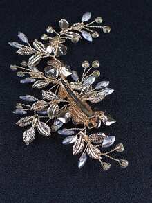 1個女性歐美風格金色樹葉髮夾,手製髮飾,花冠新娘,跨境髮飾,婚禮配飾