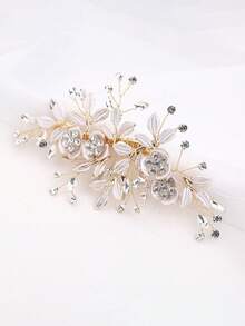 1個女性歐美風格金色樹葉髮夾,手製髮飾,花冠新娘,跨境髮飾,婚禮配飾