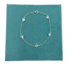 Pulseira Prata 925 Coração Pedrinhas Zircônia Cristal - Transparente - Visão 4
