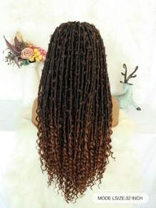 10*5 仿辫子假发、蝴蝶辫子双蕾丝假发、女神辫子假发、超长 1BT30 渐变棕色编织蕾丝前假发，带婴儿头发、盒装无结蕾丝前假发、自由部分风格自然预拔完美发际线高清蕾丝假发、优质合成耐热高温纤维发 150% 高密度时尚多功能假发，女士日常角色扮演假发和 1 件假发帽