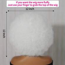 万圣节假发 柔软非洲发型 70 年代女士假发 非洲卷发假发，带刘海，看起来自然的短非洲卷发假发，适合男士的弹性白色非洲蓬松假发 合成头发 大非洲假发，适合日常派对 角色扮演 节日 圣诞节装饰 编织假发