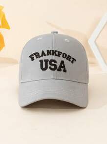 1pc Unisex Frankfurt City Name English Letter Embroidered Baseball Cap, Designed By Exclusive Designer For Daily Commute Wear, Perfect For Work, School, Date - Dark Grey - View 9