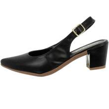 Women's Shoes Delta Pumps Pointed Toe Open Back Block Heel Black - 黑色 - 查看 3