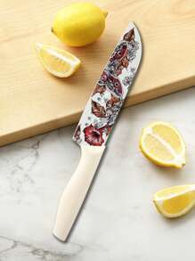 Marco Almond MA68 12-Piece Kitchen Knives Set, Colorful And Fashionable Coated Stainless Steel Knives With White Blade Guards, 6 Knives With 6 Knives Sheath
