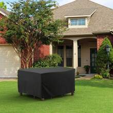 1 Pc Square Patio Furniture Cover, Waterproof Outdoor Furniture Cover Dustproof, UV Protection Outdoor Table Cover, Heavy Duty Outdoor Lawn Garden Table And Chairs, Bag, Organizer, Storage,Kitchen Decor,Household Items - Black - View 5