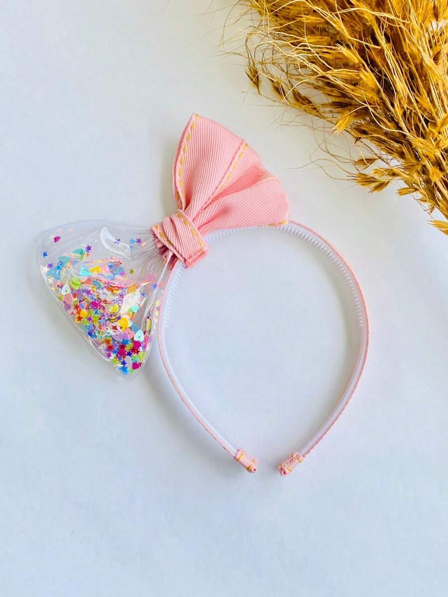 Tiara Infantil de Piscina com Jeans Diadema Infantil Arco infantil Tiara de criança - Rosa Bebê - Visão 1
