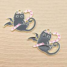 4 件裝貓吊飾用於珠寶製作琺瑯吊墜鋅合金鍍金 - 彩色 - 查看 14