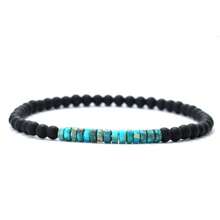 1 pulsera minimalista unisex con cuenta azul de 4mm, pulsera de piedra pequeña de ónix Emperador para meditación y yoga, pulsera de cuerda para parejas