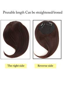 Extensión de cabello con flequillo lateral barrido sintético, clip para extensión de cabello con flequillo lateral, color de cabello marrón resistente a altas temperaturas - Dark Brown - Ver 2