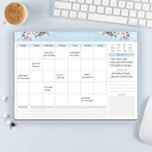BUBU 1 件每月計劃表 - 用於組織和安排任務、生產力追蹤器、目標、註釋和待辦事項清單的未註明日期的桌面日曆和計劃表 - 藍色 - 查看 4
