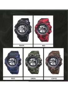 Heavy Duty Waterproof Digital Watch For Men, With Light Camouflage Various Colors - Blue - View 3