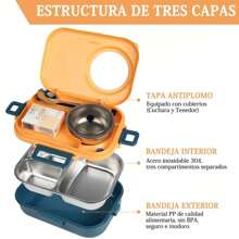 Bento Box Loncheras Acero Inoxidable Lonchera Termica1100ml - Amarillo - Ver 3