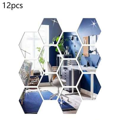 Set de 12 pegatinas de espejo acrílico hexagonal 3D para decoración de pared DIY, decoración del hogar, decoración de espejo para sala de estar, dormitorio, baño
