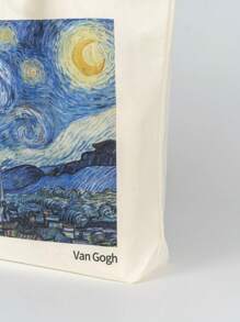 Van Gogh The Starry Night Oil Painting Art Canvas Tote Bag For Women Girl Reusable  Tote Bag Foldable Large Capacity Leisure Shopping Bag