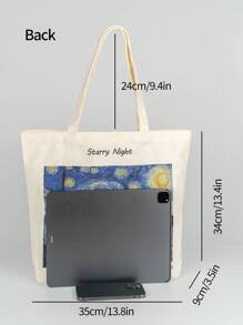 Van Gogh The Starry Night Oil Painting Art Canvas Tote Bag For Women Girl Reusable  Tote Bag Foldable Large Capacity Leisure Shopping Bag