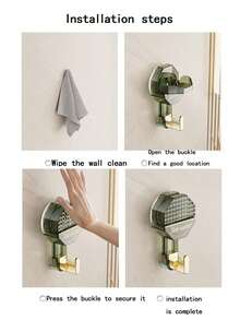 1入組灰色真空吸盤掛鉤,掛在牆上的衣服/毛巾掛鉤具有強力粘合力,適用於浴室和臥室,適合掛起長袍/海綿,無痕勾子 - 灰色 - 查看 6