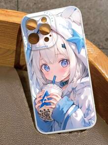 Cô gái dễ thương uống trà bong bóng Thiết kế vỏ điện thoại Tpu Tương thích với iPhone - Nhiều màu - Xem 2