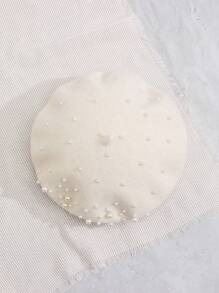 溫暖的仿珍珠貝雷帽經典八角南瓜帽,派對必備 - 白色 - 查看 2