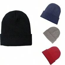 1 Miếng Nam Mùa Đông Trở viền Mũ Beanies , Nylon Dệt kim Ngoài trời Không vành Mũ - màu đen - Xem 5