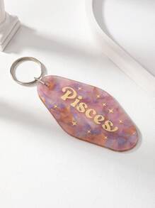 1pc Fashionable Minimalist Acrylic Zodiac Keychain, Ladies Birthday Gift Casual Car Accessories Bag Charm - Multicolor - View 8
