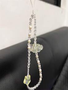 韓國ins風格短款有珠子的手機吊帶,帶有雲和星設計吊墜,還有ccd攝像頭繩,適合女孩子使用 - 粉色 - 查看 7