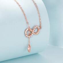 1個925純銀簡約心形吊墜項鍊,閃亮無限符號項鍊,適用於女士派對訂婚精品珠寶 - 銀色 - 查看 7