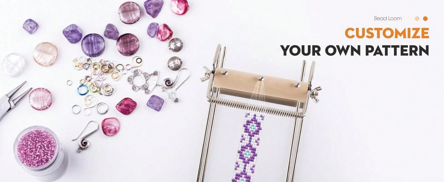 HOBBYWORKER Beading Loom,Adjustable Bead Looming Kit With Seed Beads