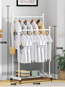 Estante de almacenamiento para ropa doble - Negro - Ver 3