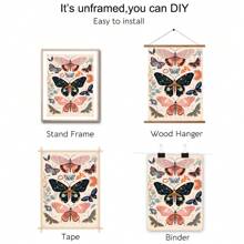 1pc Boho Butterfly Floral Butterfly Poster Print Retro Aesthetic Art Canvas Painting Wall Picture Modern Home Decoration,Unframed
