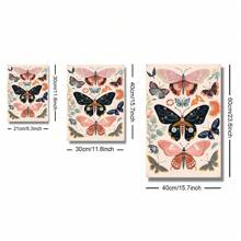 1pc Boho Butterfly Floral Butterfly Poster Print Retro Aesthetic Art Canvas Painting Wall Picture Modern Home Decoration,Unframed