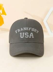 1pc Unisex Frankfurt City Name English Letter Embroidered Baseball Cap, Designed By Exclusive Designer For Daily Commute Wear, Perfect For Work, School, Date - Dark Grey - View 11
